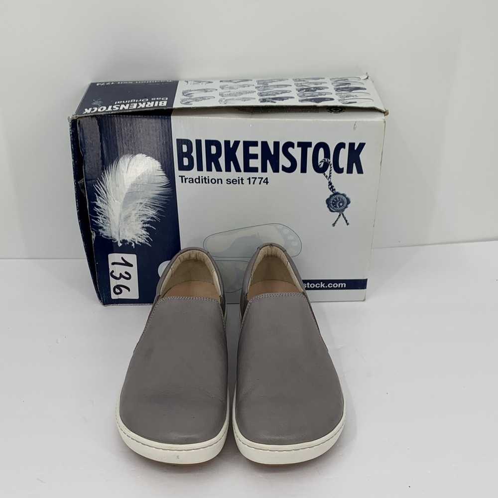 Birkenstock Barrie slip-on sneaker shoe gray leather comfort footbed men 42 9